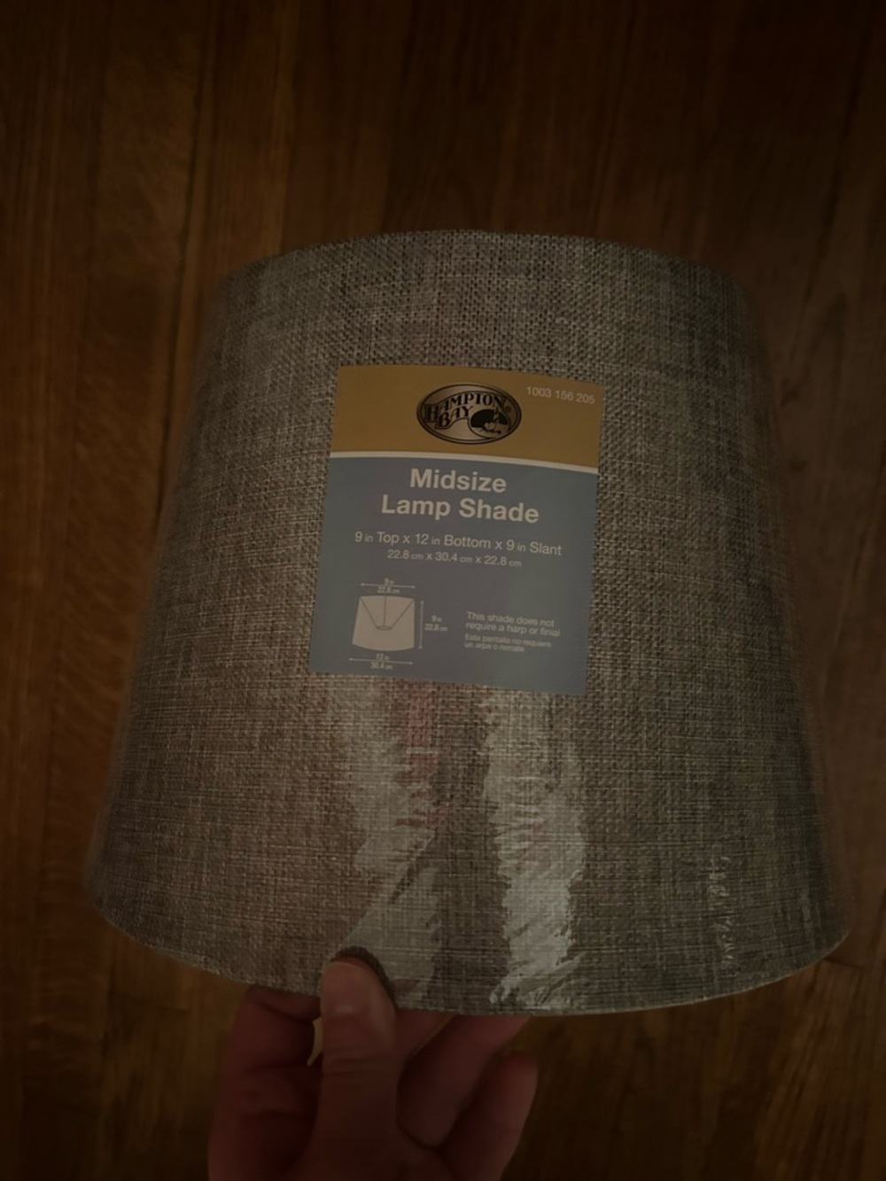Hampton Bay Grey Circular Classic Minimalist Coastal Midsize Lampshade - NWT